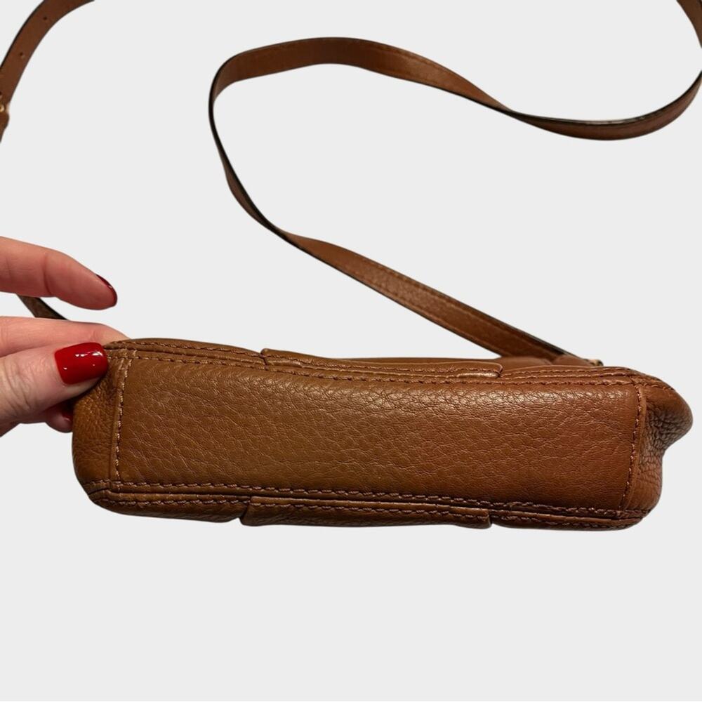 MICHAEL KORS Brown Pebbled Leather Small Mini Crossbody with Gold Plate - Picture 7 of 12